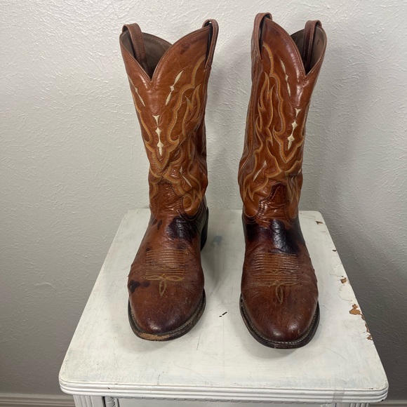 Tony Lama Other - Tony Lama mens exotic collection boots with peanut brittle and ostrich leather
